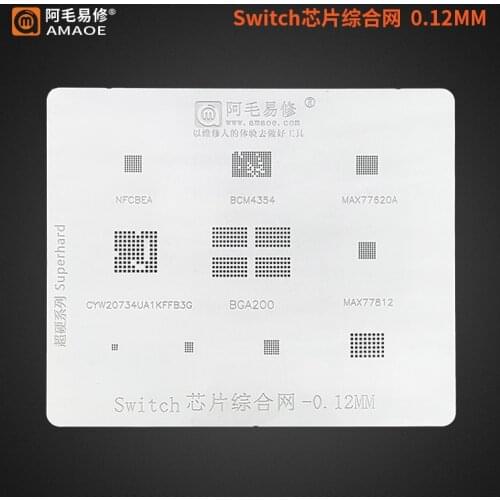 Amao BGA reballing Stencil Template For Switch ic chips NFCBEA BCM4354 MAX77620A BGA200