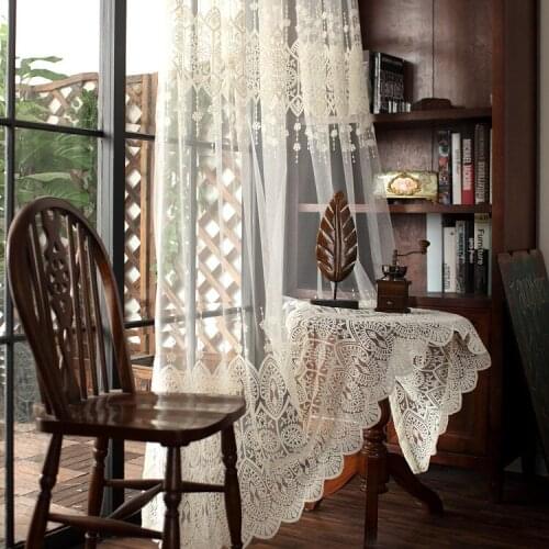 AS Embroidered American High-end Bay Window Light Transmission Simple and Light Luxury Curtains for Living Dining Room Bedroom
