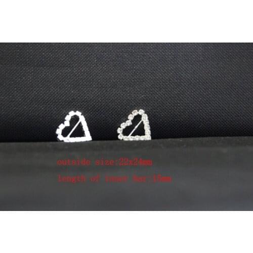 Free Shipping Wholesale 120pcs/lot 22x24mm Heart Rhinestone Slider Rhinestone Buckle For Hair Flower Wedding Invitation RB004