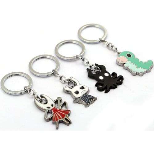 Game Hollow Knight Keychain for Men Women Cartoon Metal Octopus Pendant Key Rings Holder Figure brelok Chaveiro llaveros Trinket