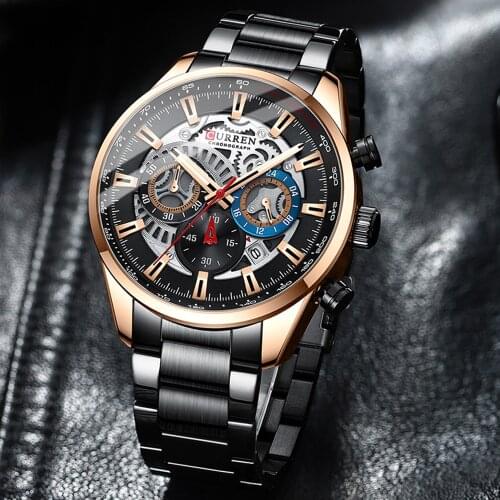 CURREN Top Branded Watches for Mens Casual Military Sports Wristwatches with Stainless Steel Luminous Hands Clock Male