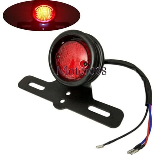 Motorcycle Black Vintage Drilled Tail Light License Plate plate light Brake Light for harley Racer Bobber Cafe Honda Yamaha