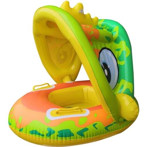 Baby Pool Float With Sun Canopy Inflatable Swimming Ring Infant Baby Pool Float Kids Water Toys Comfortable And Convenient