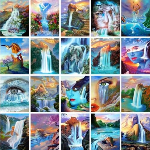 Evershine 5D Diamond Painting Waterfall Full Square Rhinestone Diamond Embroidery Natural Scenery Mosaic Cross Stitch Crafts Kit