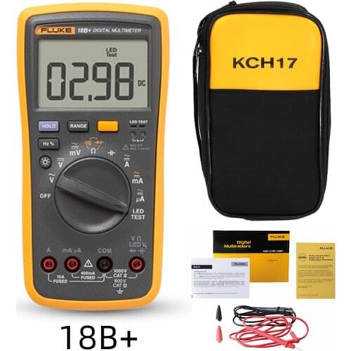 Fluke 18B+ High Precision Digital Multimeter 4000 AC / DC Current and Voltage Capacitance Frequency Meter + Portable Soft Case