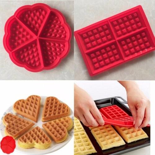 Silicone Waffle Mold Non-stick Silicone Waffle Baker Kitchen Bakeware Tool for Oven High-temperature Cake Mold Kitchen Bakeware