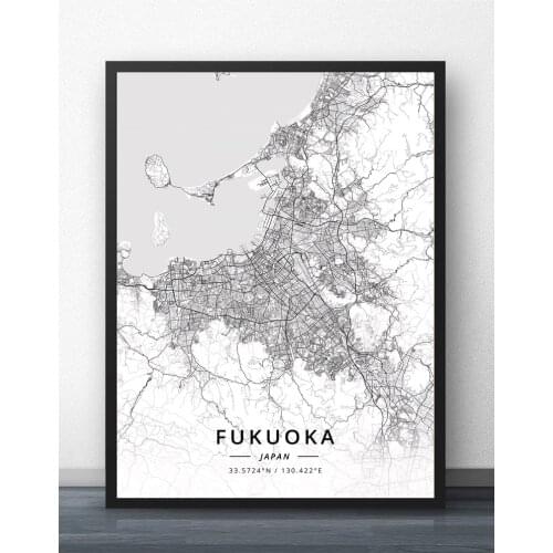 Fukuoka Hiroshima Kumamoto Kyoto Nagoya Osaka Tokyo Japan Map Poster