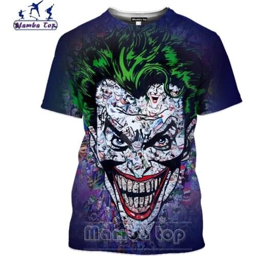3D Anime Movie The Dark Knight Joker T Shirt Short Sleeve Mens T-shirts Hip Hop Hentai Clown Tshirt Funny Men O Neck Tees E013