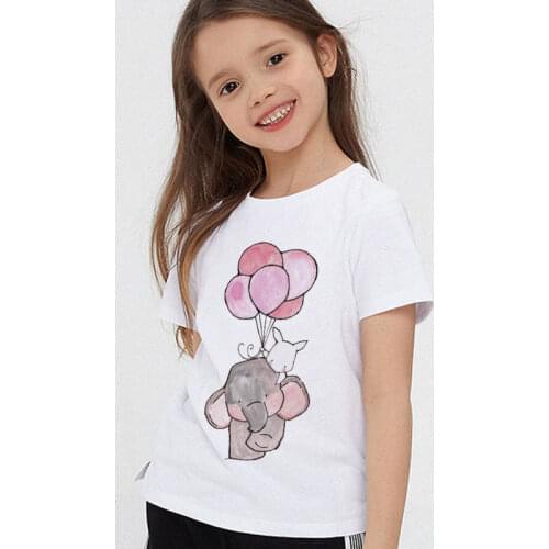 Unisex 24M-9T Summer Kids T-shirts Boys Kawaii Short Sleeve Girls Shirts O-Neck Casual Clothes Boy T Shirt Cute Rabbit Elephant