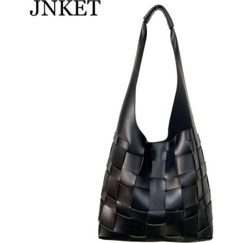 JNKET New Womens Bag Woven Shoulder Handbag Casual Large Capacity Bucket Bag Fashion Messenger Bag