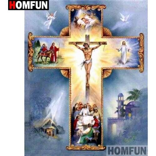 HOMFUN Full Diamond "Religious Jesus" DIY 5D Diamond Painting Cross Stitch Home Decor Picture Of Rhinestone Handmade A27463