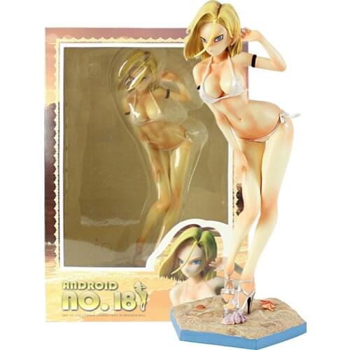 28CM Yellow hair Swimsuit Dragon Ball Z Limited Lazuli Android 18 PVC Figure Model Toys DBZ Figurine Brinquedos Gift