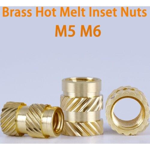 M5 M6 30Pcs Brass Hot Melt Inset Nuts Heating Molding Copper Thread Inserts Nut SL-Type Double Twill Knurled Injection Brass Nut