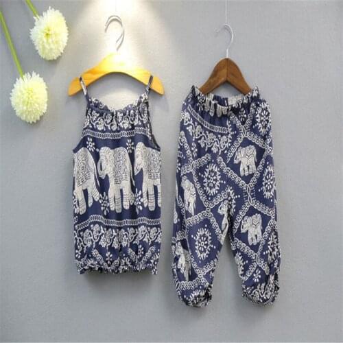 Summer Clothes Kids Baby Girl Elephant Vest Tops Pants 2pcs Outfits Set Outfit roupa Newborn roupas infantis menina