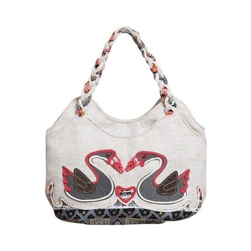 Nice Vintage string appliques small women casual Totes Traveller!Hot bohemian prints lady Day Clutches All-match Canvas Carrier