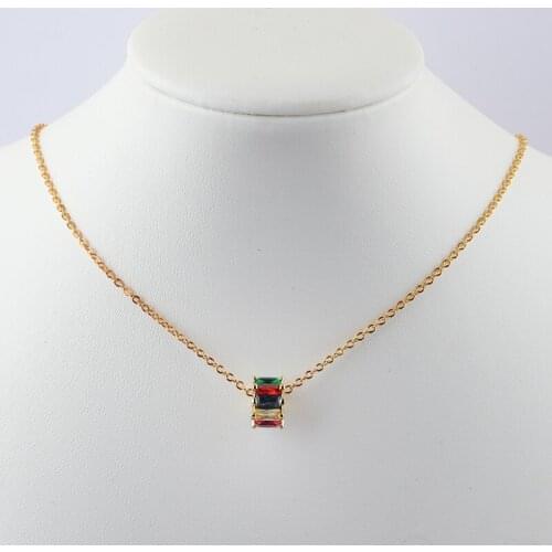 Fashion Rainbow Lucky Beads Pendant Necklace For Women Girls Charm Box Chain Choker Beautiful Jewelry Best Birtyday Gift