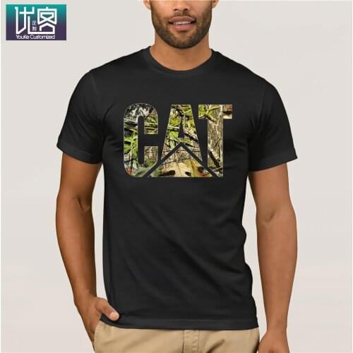 Fashion Caterpillar Logo Graphic Short Sleeve Black Funny T-Shirts Brand Cotton Summer Style T-Shirts Cotton Tee Shirt Present