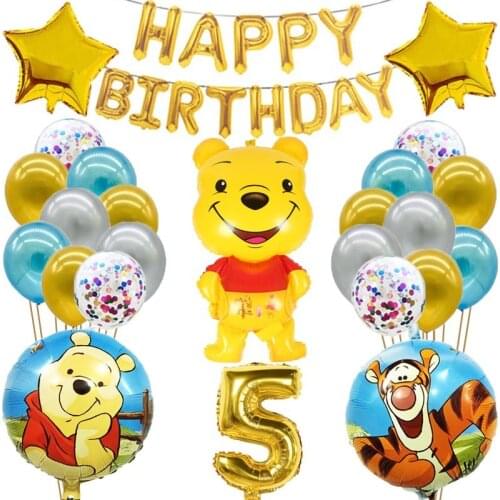 Disney Pooh Winnie The Tigger Birthday Party Aluminum Film Balloon Set Cartoon Birthday Number Decoration Gifts