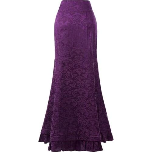 New Slim Printed Ruffled Bandage Mermaid Skirt High Waist Strap Retro Long Skirt Female Retro Fishtail