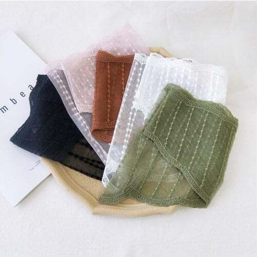 New striped silk lace triangular scarf French exquisite embroidered wave dot lace headscarf bag decorated