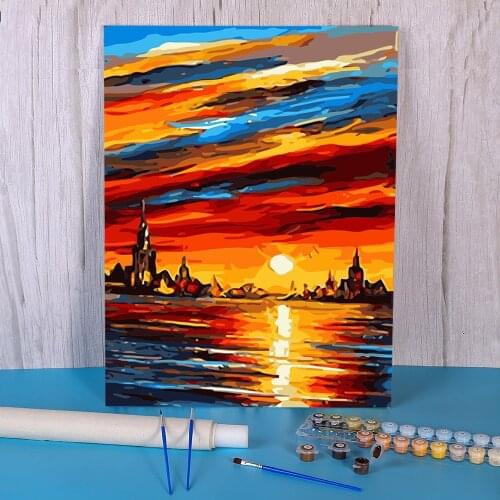 Landscape DIY Painting By Numbers Complete Kit Acrylic Paints 50*70 Canvas Painting Home Decoration For Adults For Drawing Art