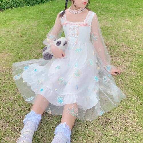 New Lolita Dress Soft Sister Mesh Embroidered Ruffled Fairy Lolita Dress Kawaii Clothing Victorian Cosplay Gothic Lolita SL3789