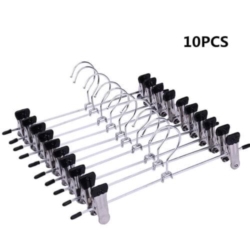 Limit 100 10 Piece Stainless Steel Pants Racks Holder Clothing Wardrobe Hangers Clip Peg Trousers Clamp Hanger Holders Container