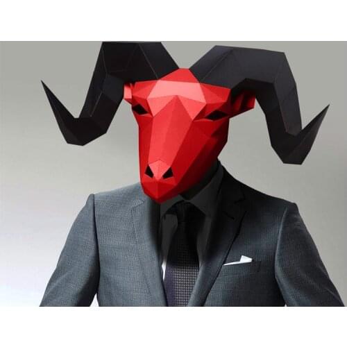 Pre Cut Paper Mask 3d Goat Halloween Costume Cosplay DIY Paper Craft Model Mask Christmas