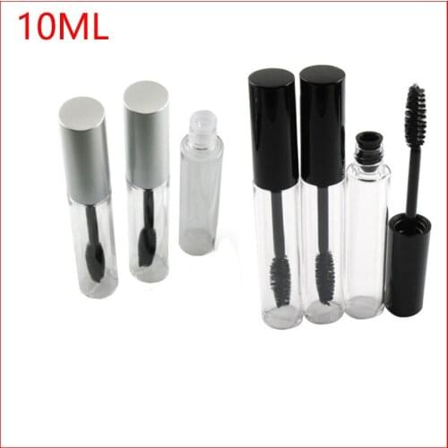 Travel Small 10m Black/silver Cap Plastic Empty Mascara Tubes w Eyelash Wand Brush Eyelash Cream Container Bottle Vials 200pcs