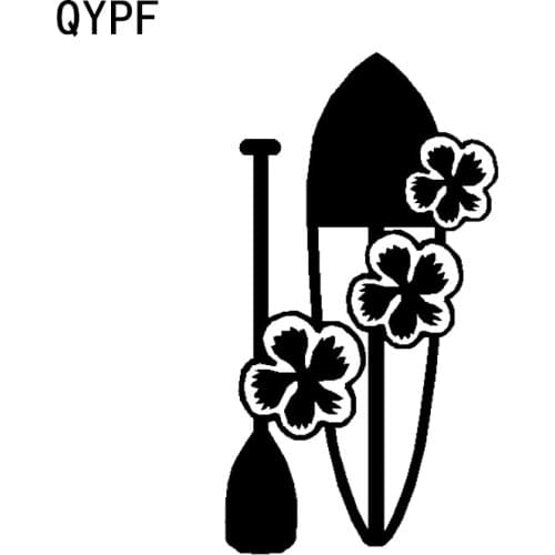 QYPF 8*14.7CM Mysterious Flowers Graphic Paddle Kayaking Decor Car Sticker Vinyl Silhouette Accessories C16-1238