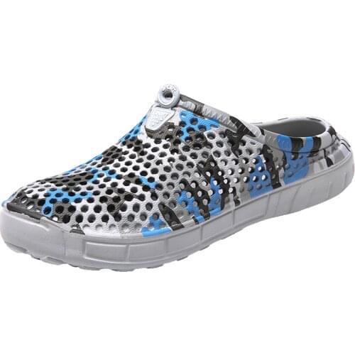 Men Sandals Crocks Light Summer Hole Shoes Crok Rubber Clogs PU Garden Shoes Camouflage Croc Beach Flat Sandals Slippers