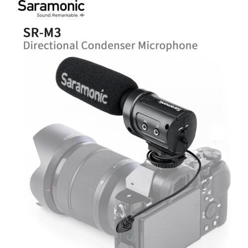 Saramonic SR-M3 Lightweight Directional Condenser Microphone with Integrated Shockmount for using on DSLR cameras / camcorders