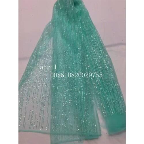 5yards HLL082 mint green glitter glued hand print african india mesh fabric for wedding/evening dress fast shipping by dhl