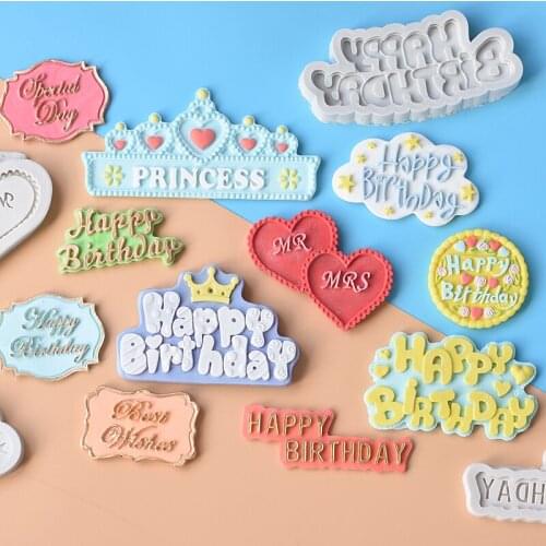 Happy Birthday Silicone Chocolate Mold Fondant Cake Decoration Tools Best Wish Letters Cupcake Decorating Mould