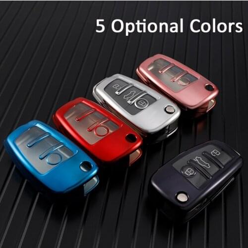 For Audi A1 A3 A4 A5 Q7 A6 C5 C6 Soft TPU Car Folding Flip 3 Buttons Key Case Cover Bag Shell Key Protector Accessories
