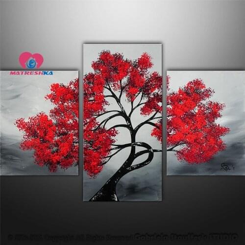 Triptych Diamond embroidery landscape red tree 5d diy diamond painting 3d diamond picture Cross-stitch patterns hobby foamiran