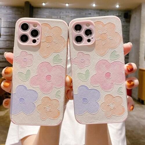 Watercolor Flower Case For Xiaomi Redmi 8 9 10 k20 k30 K40 Pro 5G note8 9 Mi 11 Imitation Leather Case Back Cover Fashion Flower