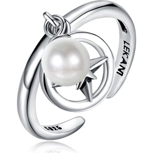 YuanYaxc Vintage Wind Opening Ring S925 Sterling Silver Jewelry Womens Sterling Silver Ring Jewelry Pearl Pendant