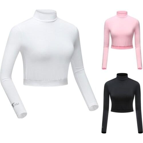 Womens Golf Shirt Outdoor UV Protect Sunscreen Ice Tshirts Sport Clothing Solid Shirt Long Sleeve Clothes Golf Crop Tops D0680