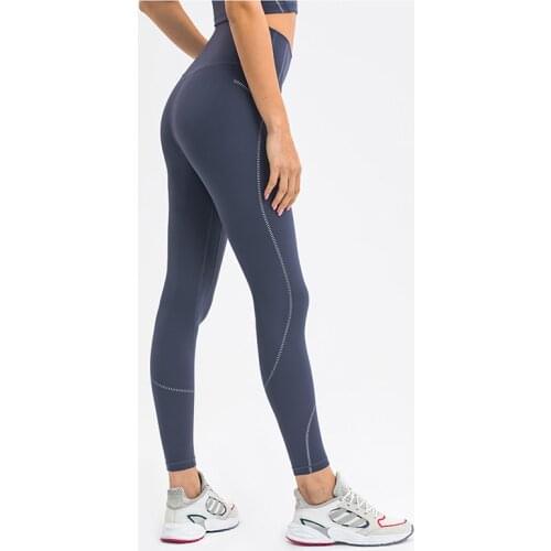 Womens High-Waist Tight-Fitting Four-Way Stretch Belt Pockets Abdominal Fitness Exercise Yoga Pants