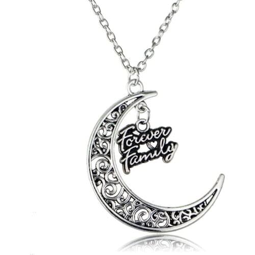 Forever Family Moon Pendant Necklace Jewelry Family Gifts Souvenirs Charm Rotre Necklaces