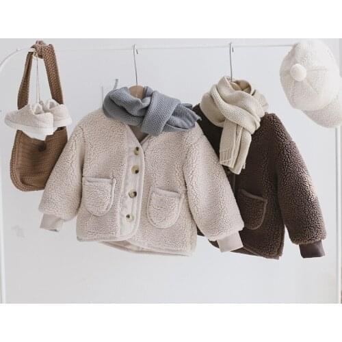 Winter Children Wool Blend Fur Thick Warm Outerwear for Girls Autumn Loose Cashmere Wool Coat Solid Coat Girls Jackets