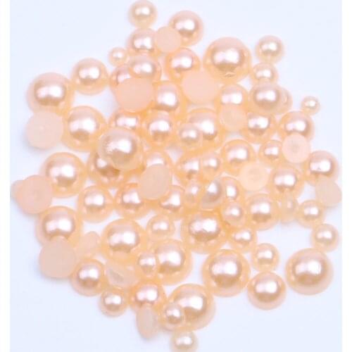 1000pcs 14mm Multicolor Big Bag Half Round Resin imitation Pearls ABS FlatBack Cabochon loose Beads For handicraft Nail Art