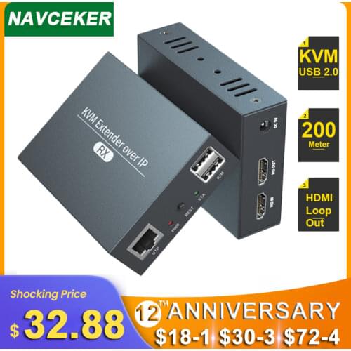 2020 Navceker HDMI KVM Extender Over IP Support IR Network KVM Extender USB HDMI 150M Over UTP/STP RJ45 KVM Extender CAT5 CAT6