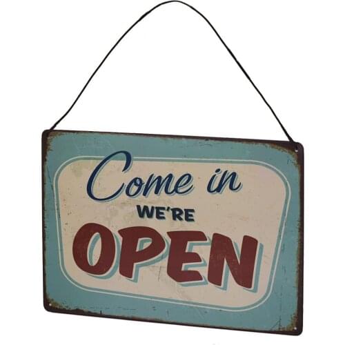 ARTCLUB Come in We're OPEN Metal Tin Sign Vintage Plaque Wall Decor
