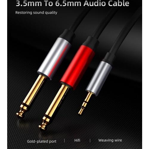 Jack Audio Cable 3.5mm to Dual 6.5mm Adapter 3.5 Jack Splitter Audio Cord For Mixer Amplifier Speaker 3.5 to 6.5 AUX Adapter
