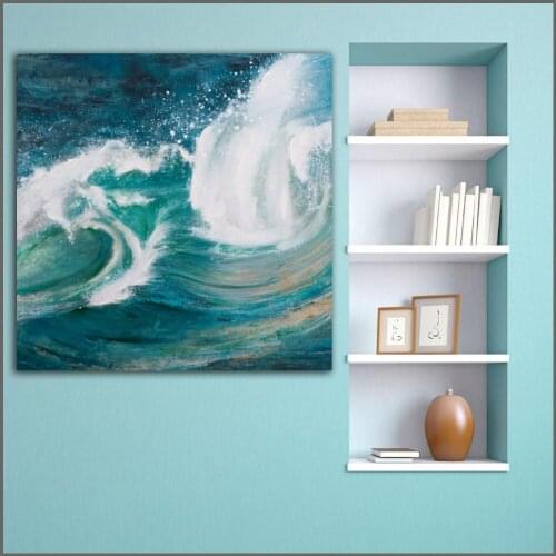 Large size Printing Oil Painting Abstract 0- Waves sea wall art canvas prints pictures for living room and bedroom No Frame