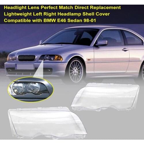 Headlight Lens Perfect Match Direct Replacement Lightweight Left Right Headlamp Shell Cover 63136902766 for BMW E46 Sedan 98-01
