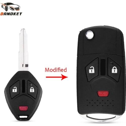 Dandkey 3 Button Modified Remote Flip Folding Key Shell Case Keyless Fob For Mitsubishi Endeavor Lancer 2007-2011 Right Blade