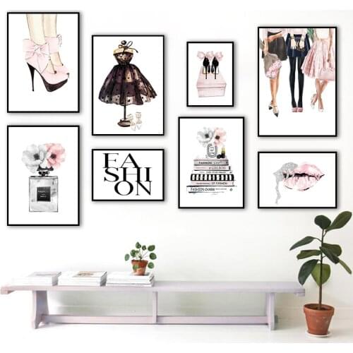 Girl High Heel Perfume Book Fashion Quote Wall Art Canvas Painting Nordic Posters And Prints Wall Pictures For Living Room Decor